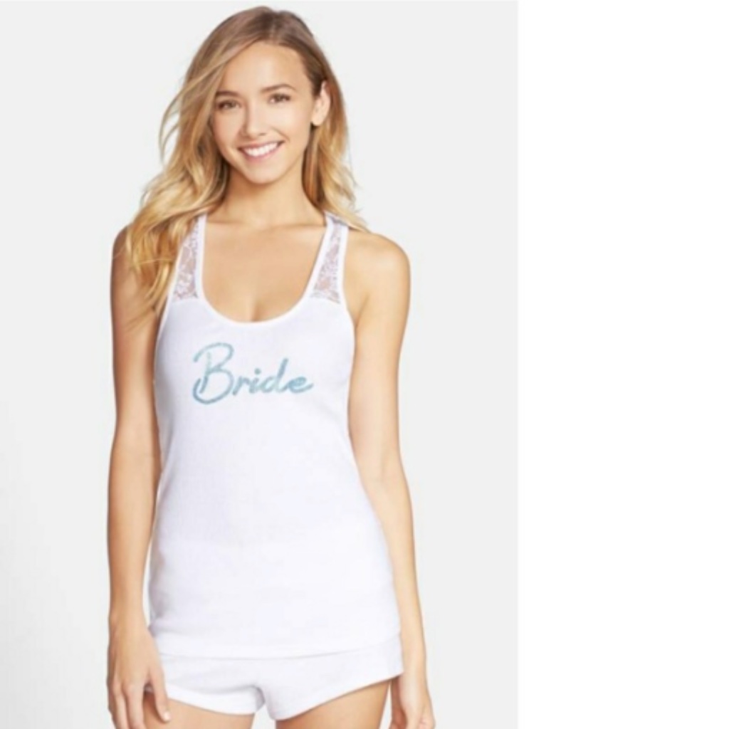Betsey Johnson Bridal Lace Racerback Tank Top
